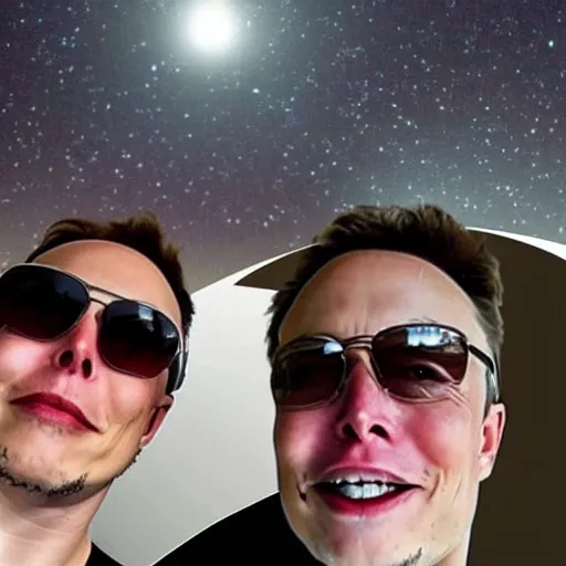 Prompt: Elon musk selfie and show his futuristic house on mars