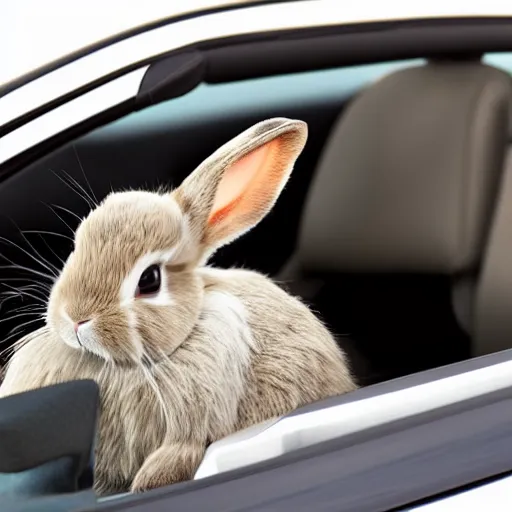 Prompt: a bunny driving a convertible, studio photo, high quality