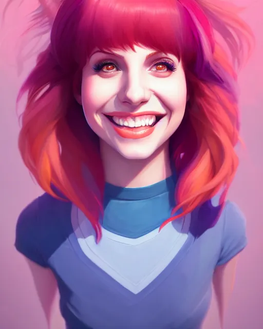 Prompt: a portrait of a beautiful full body Hayley Williams smiling, art by lois van baarle and loish and ross tran and rossdraws and sam yang and samdoesarts and artgerm, digital art, highly detailed, intricate, sharp focus, Trending on Artstation HQ, deviantart, unreal engine 5, 4K UHD image