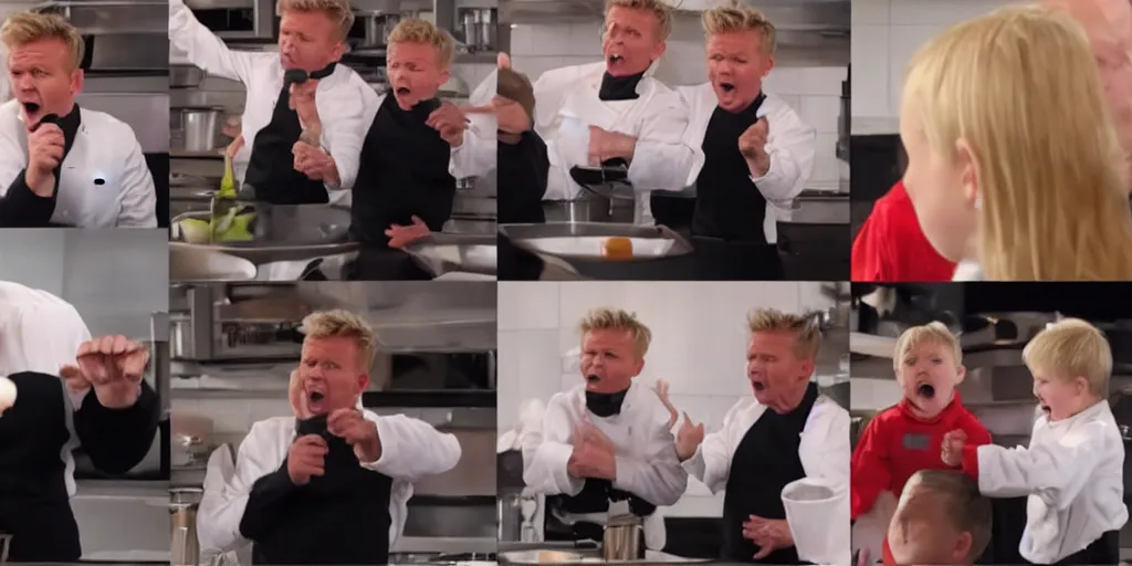 Prompt: gordon ramsay shouting at children, 8 k uhd, widescreen