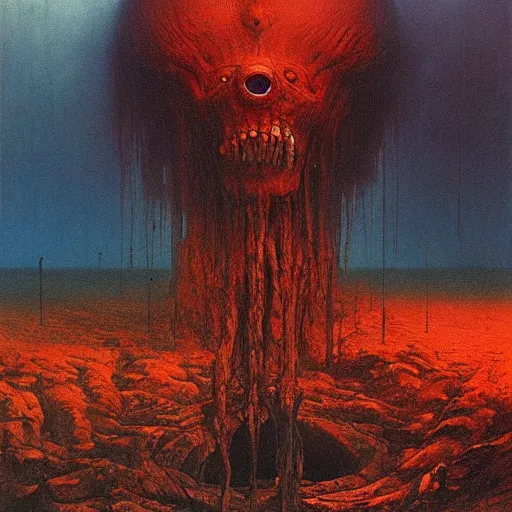 Prompt: goliath. horror. apocalyptic. deep stunning colors. hdr. 4k. by zdzislaw beksinski.