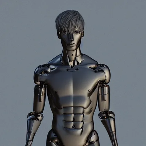 Prompt: “a realistic detailed photo of a guy who is an attractive humanoid who is half robot and half humanoid, who is a male android, Andres Lee, shiny skin, posing like a statue, blank stare”