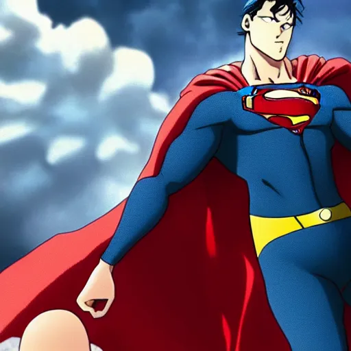 Image similar to photo of saitama vs superman