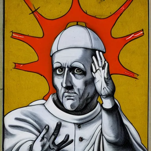 Image similar to pope projecting force lightning form his hands