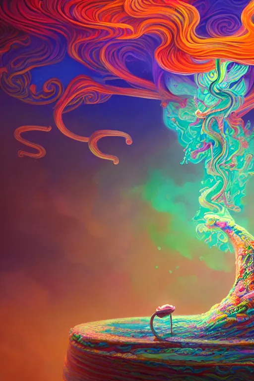 Image similar to flowing colorful liquid smoke and clouds opening portal to another dimension, dmt, psilocybin, lsd, detailed, intricate, elegant, highly detailed, digital painting, artstation, concept art, smooth, sharp focus, illustration, art by hana yata, and artem demura and beeple, octane render, unreal engine, 8 k