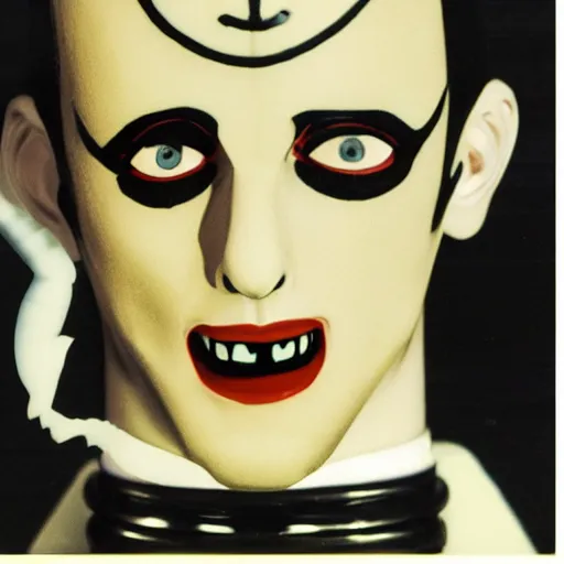 Prompt: a professional product photo ad of klaus nomi with a technical reed rollerball pen exacto knife by junji ito, ethereal eel