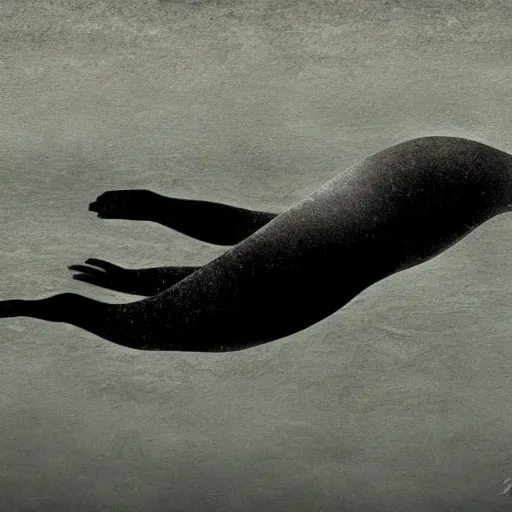 Image similar to woman turning into a seal, digital art, irish,