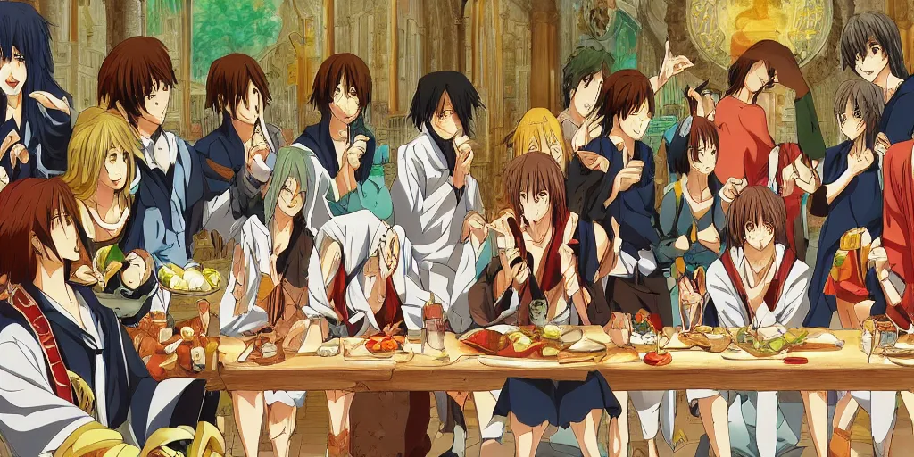 Image similar to the last supper anime, pixiv