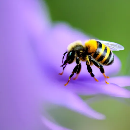 Image similar to bee comprised of flowers, legs as pedicels, wings as flower petals, sits on a finger, 5 0 mm lens, f 1. 4, sharp focus, ethereal, emotionally evoking, head in focus, volumetric lighting, blur dreamy outdoor, inspired by giuseppe arcimboldo