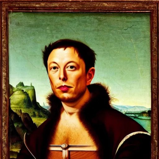 Prompt: a renaissance portrait of elon musk with the plague