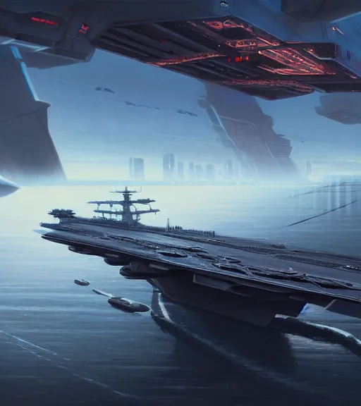 Image similar to cyberpunk aircraft carrier cargo ship strongly resembling industrial spaceship design concept art in space, by david levy, eve online, elite dangerous, artstation, film noir with ultra detailed, intricate, anime, dynamic lighting, digital art, digital painting, art station, wlop, sharp focus, illustration, art by artgerm and greg rutkowski and alphonse mucha