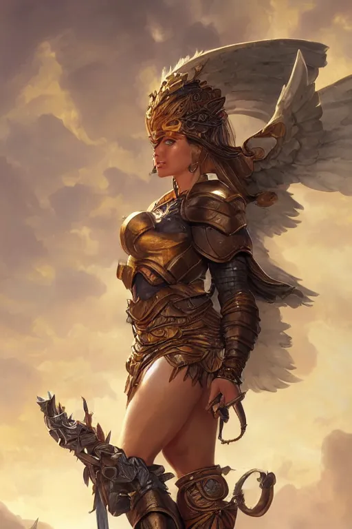 Image similar to amazon valkyrie athena, d & d, fantasy, portrait, highly detailed, headshot, digital painting, trending on artstation, concept art, sharp focus, illustration, art by artgerm and greg rutkowski and magali villeneuve