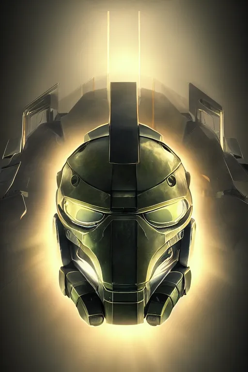 Image similar to robot ninja mask helmet halo master chief radiating a glowing aura global illumination ray tracing hdr fanart arstation by ian pesty and katarzyna da „ bek - chmiel