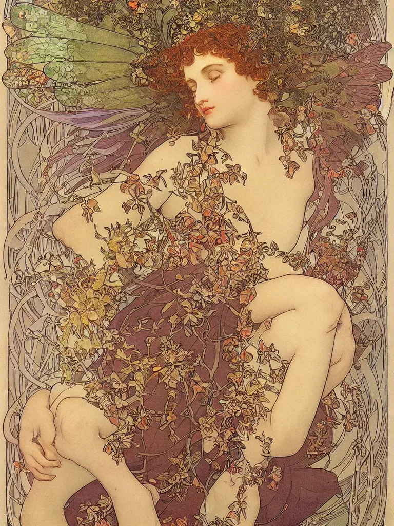 Prompt: stainglass, detailed, the goddess of butterflies, by mucha