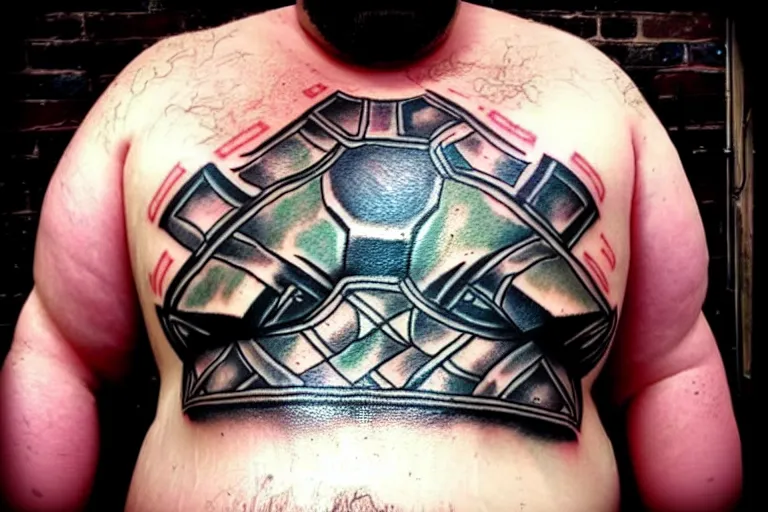 Celtic Zoomorphic Chest Plate Tattoo  left side  LuckyFish Inc and  Tattoo Santa Barbara