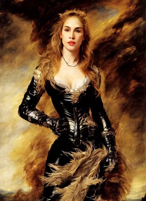 Image similar to , , amy jo johnson dressed as black Canary,, Dramatic, Edge, Good, Infused, Backlight, De-Noise, VFX, insanely detailed and intricate, hypermaximalist, facial ,elegant, ornate, hyper realistic, super detailed, by Anthony Van Dyck, by Ivan Shishkin, by John Constable