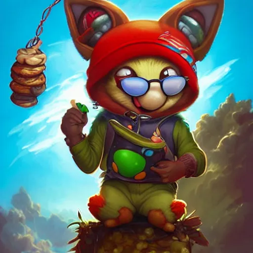 Prompt: lofi teemo from league of legends portrait, Pixar style, by Tristan Eaton Stanley Artgerm and Tom Bagshaw.