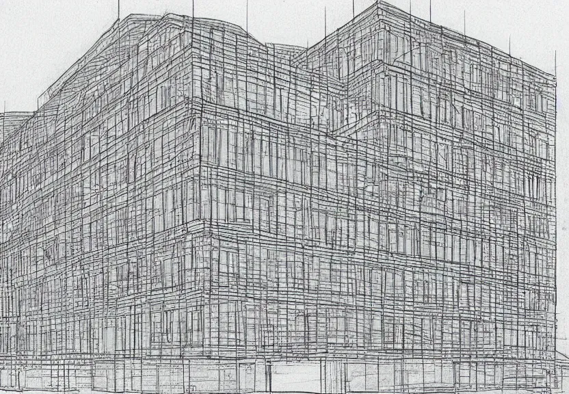 Prompt: architecture color drawing of a building that is made for pure moles circles graphite good paper 3 d photo thank you computer screaming