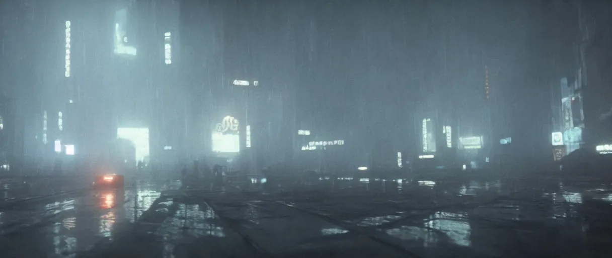 Prompt: realistic screenshot from blade runner movie, intricate, moody lighting, highly detailed, cinematic, photoreal octane rendering, denis villeneuve, craig mullins, ridley scott