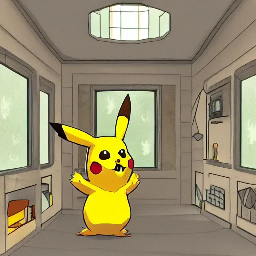 Prompt: Pikachu's house interior, digital art, trending on artstation, HDR