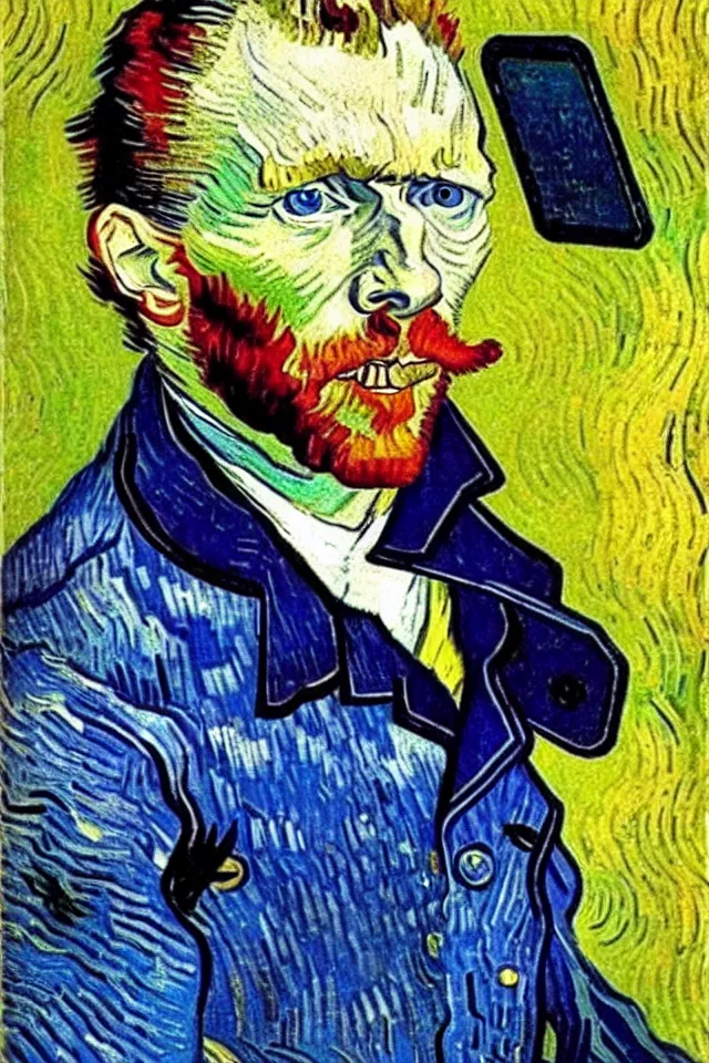 Image similar to winking self - portrait of van gogh, wink and smile, happy vincent