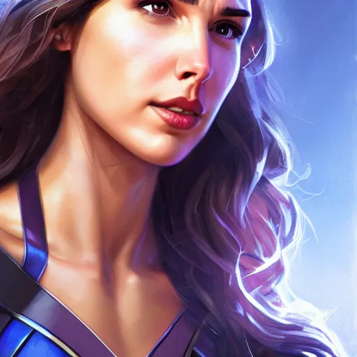 Image similar to a close up face of gal gadot as kara zor-el from Kryptonian by Stanley Artgerm Lau, WLOP, Rossdraws, James Jean, Andrei Riabovitchev, Marc Simonetti, Yoshitaka Amano, ArtStation, CGSociety, Full body shot