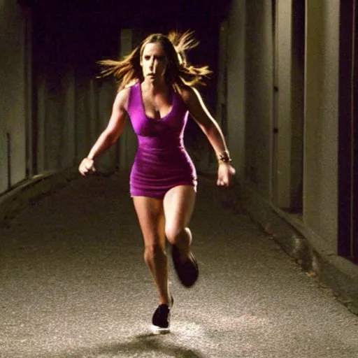 Prompt: Jennifer Love Hewitt running away from a serial killer, cinematic, movie still - W 1024