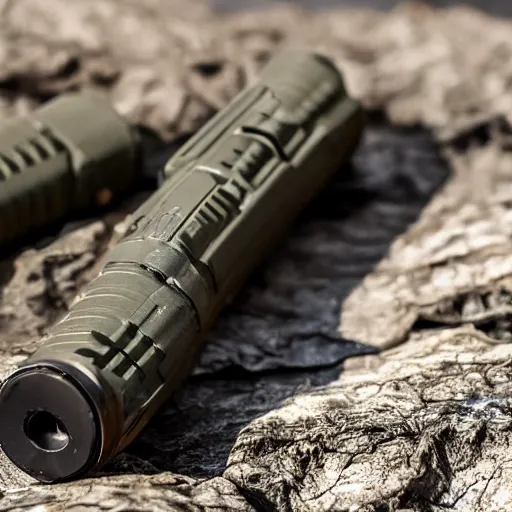 Image similar to 5. 5 6 nato cartridge sitting on a rock