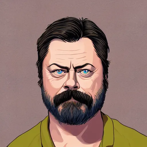 Prompt: Nick Offerman by Jeffrey Smith and Erin Hanson and Chad Knight
