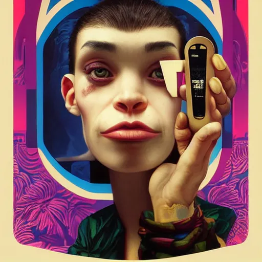 Image similar to lofi monkey in front of a mirror reflecting the expression of a human face, Pixar style by Tristan Eaton Stanley Artgerm and Tom Bagshaw, high detail