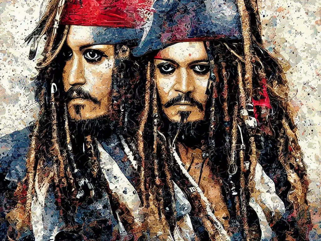 Prompt: Portrait of Captain Jack Sparrow by Derek Gores, Trending on ArtStation