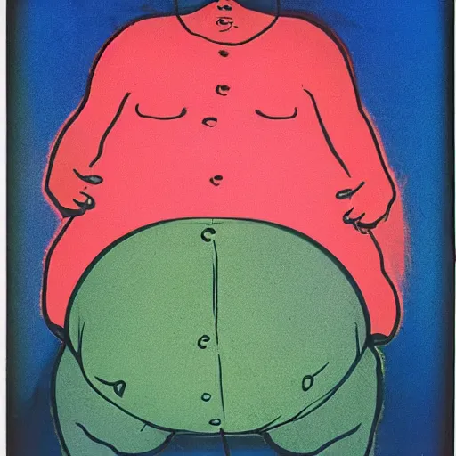 Image similar to color polaroid portrait of a fat man by andy warhol.