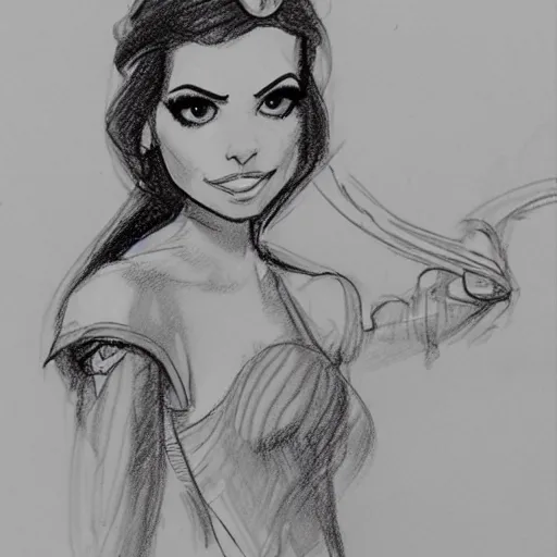 Image similar to milt kahl sketch of victoria justice as princess padme in star wars episode 3