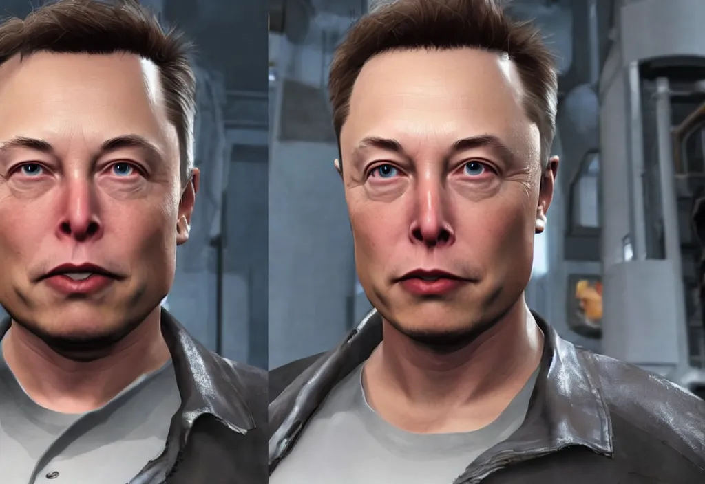 Image similar to elon musk in half life, elon musk in the video game half life, gameplay screenshot, close up, 3 d rendering. unreal engine. amazing likeness. very detailed.