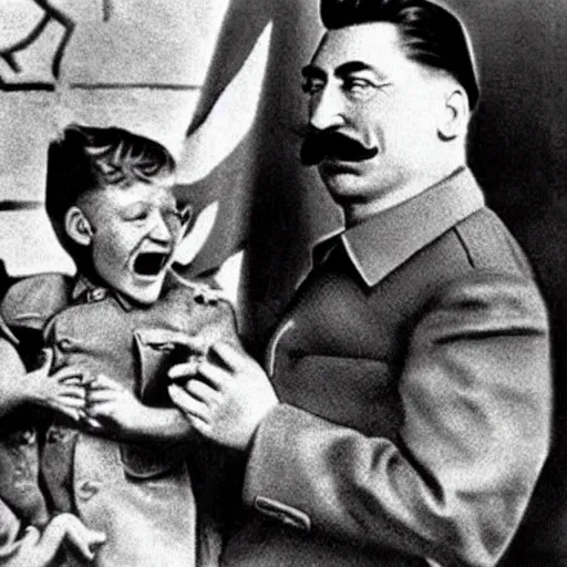 Prompt: josef stalin is eating children