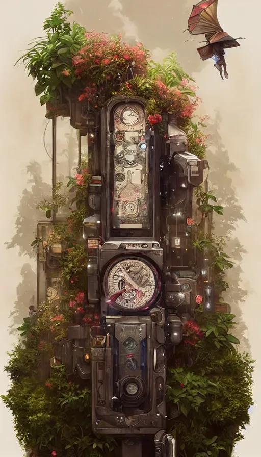 Image similar to hyper realistic time machine schematics, cyberpunk, design on white background, beautiful details, lush foliage, drawn by john singer sargent, tom bagshaw, norman rockwell, alphonso mucha, lolish, trending on artstation