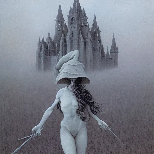 Image similar to little Witch Academia by zdzisław beksiński