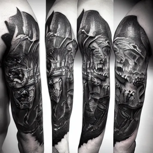 Prompt: detailed greyscale tattoo of diablo 2