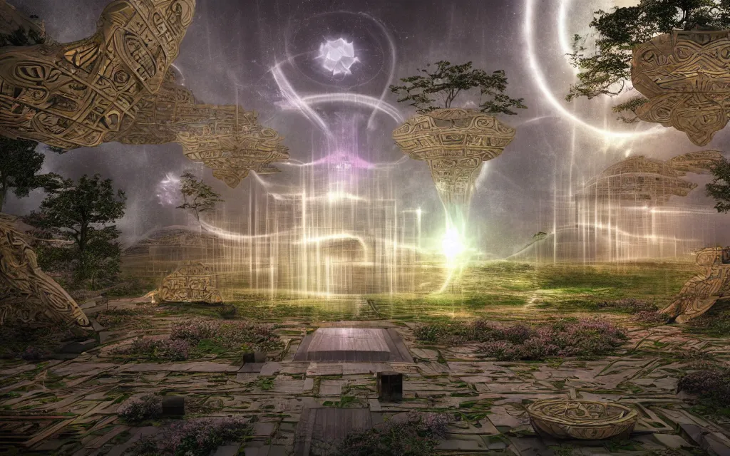 Image similar to prophecy of a techno - spiritual utopian temple, perfect future, award winning digital art