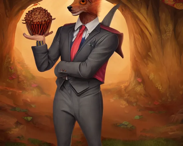 Image similar to award - winning extremely detailed fantasy art of a cute male anthropomorphic vulpes vulpes fulva teacher wearing themed suit working at a school, 4 k