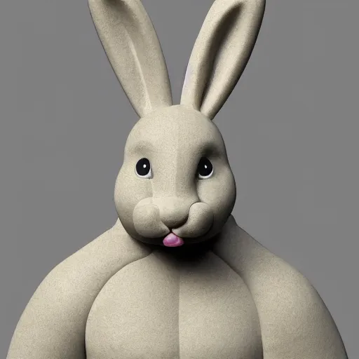 Prompt: a clay sculpture of a funny bunny, in the style of michelangelo, new york city background, hyper realistic, 3 d render