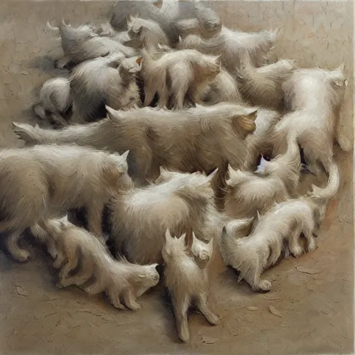 Image similar to kashmire motif of cats dissolving, made of wood, by ruan jia