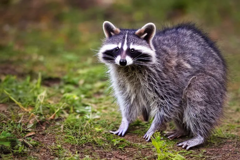 Prompt: a racoon cat!!! hybrid! hyper realistic!! realistic lighting!! wildlife photographer of the year!!! bold natural colors, national geographic, hd, wide angle, 8 k