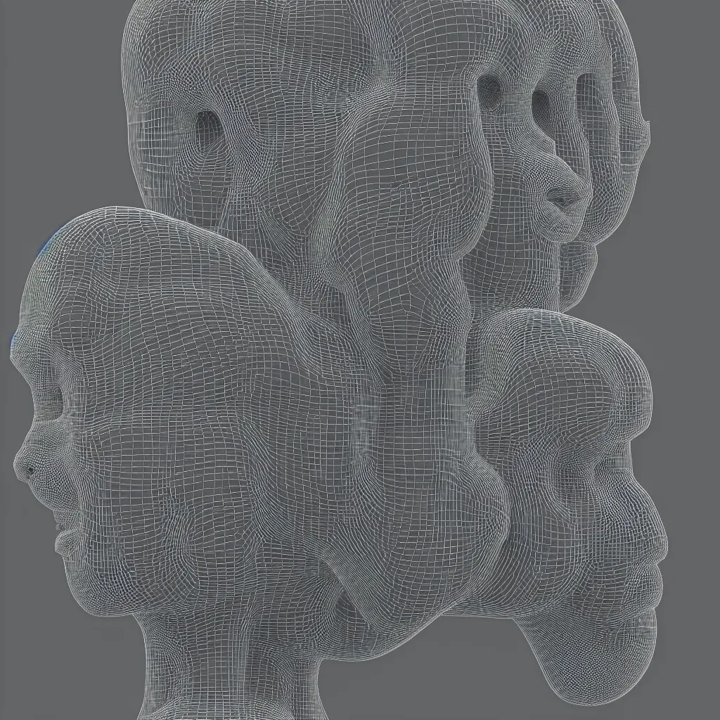 Image similar to 3 d render of a wireframe of an abstract human head, sculpture, chrometype, liquid metal, neotribal, raytraced, volumetric lightning, 8 k, by zhelong xu, tooth wu, wlop, ouchh and and innate studio