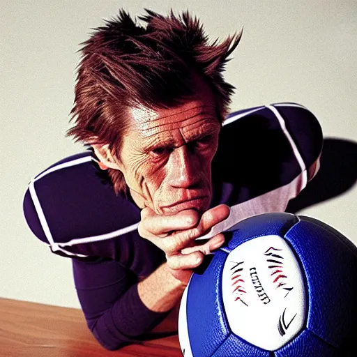 Image similar to willem dafoe is a football ball