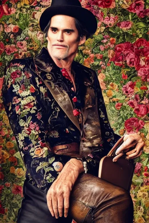 Image similar to dolce & gabbana campaign featuring jim carey as a cowboy, unprocessed colors, # nofilter, shot by annie leibovitz, realistic vfx simulation