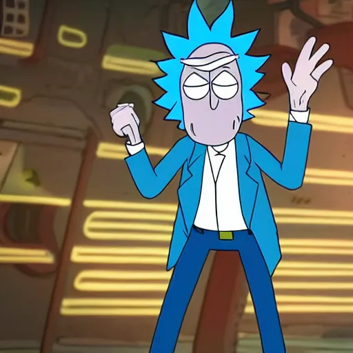 Prompt: rick sanchez, from rick and morty, breaking the simulation