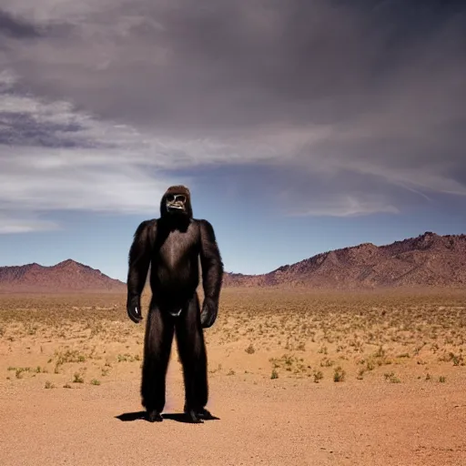 Prompt: A photo of Walter White wearing a gorilla suit, cinematic lighting, New Mexico desert