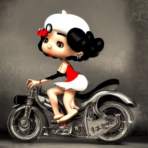 Image similar to betty boop riding snoopy, intricate detail, royo, vallejo, frazetta, giger, whealan, hd, unreal engine,