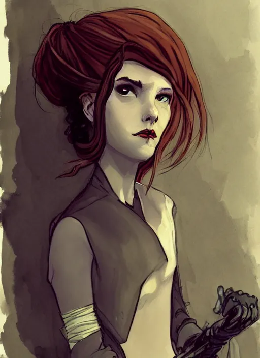 Image similar to a portrait of a pretty sewer punk young lady by abigail larson